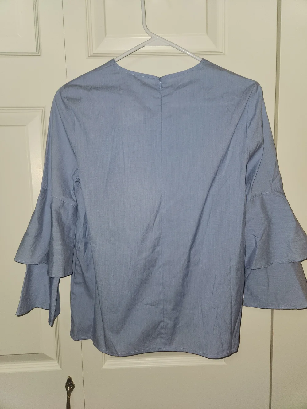 J. McLaughlin Light Blue Bell Sleeve Blouse - Picture 3 of 6